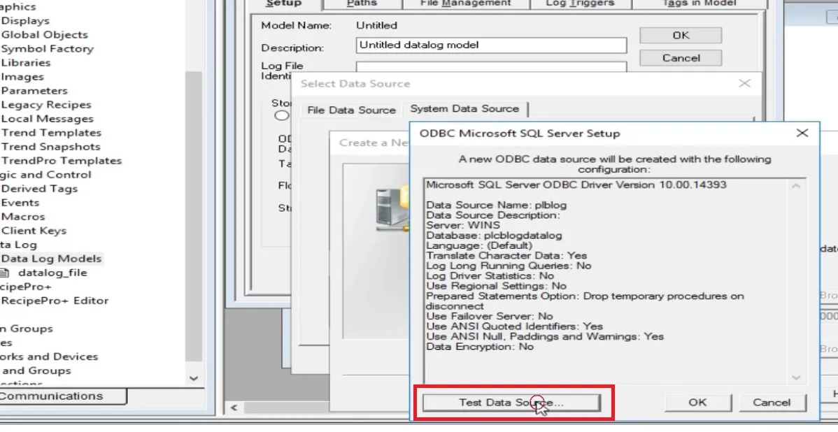 img/Data logging in MSSQL/test The DSN configured.webp